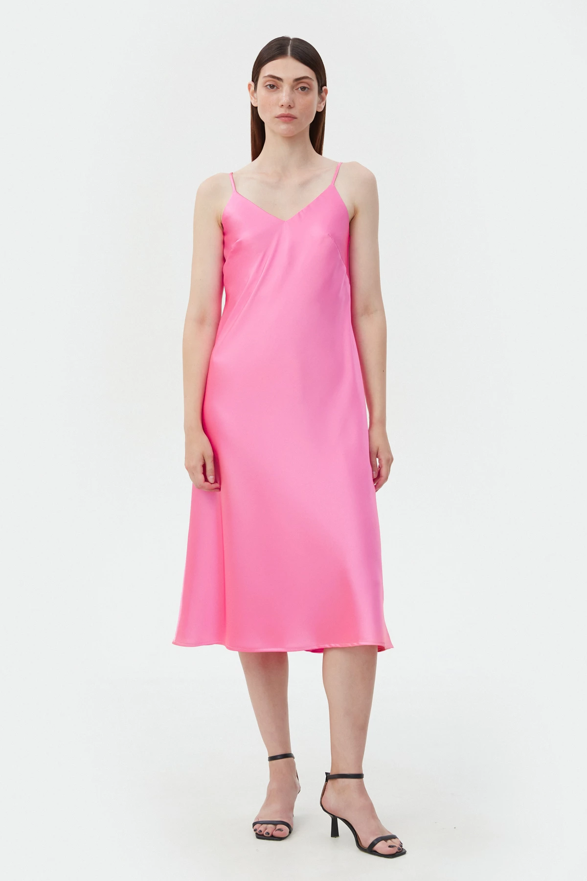 Сукня-комбінація рожевого кольору зі щільного сатину, фото 1
