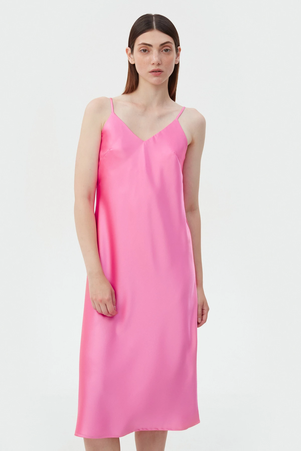 Сукня-комбінація рожевого кольору зі щільного сатину, фото 1
