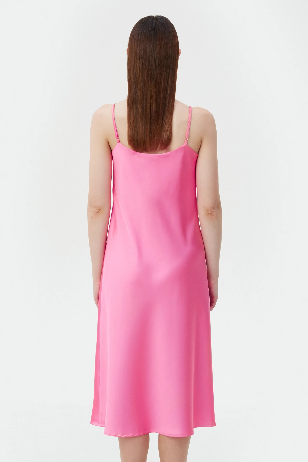 Сукня-комбінація рожевого кольору зі щільного сатину, фото 3