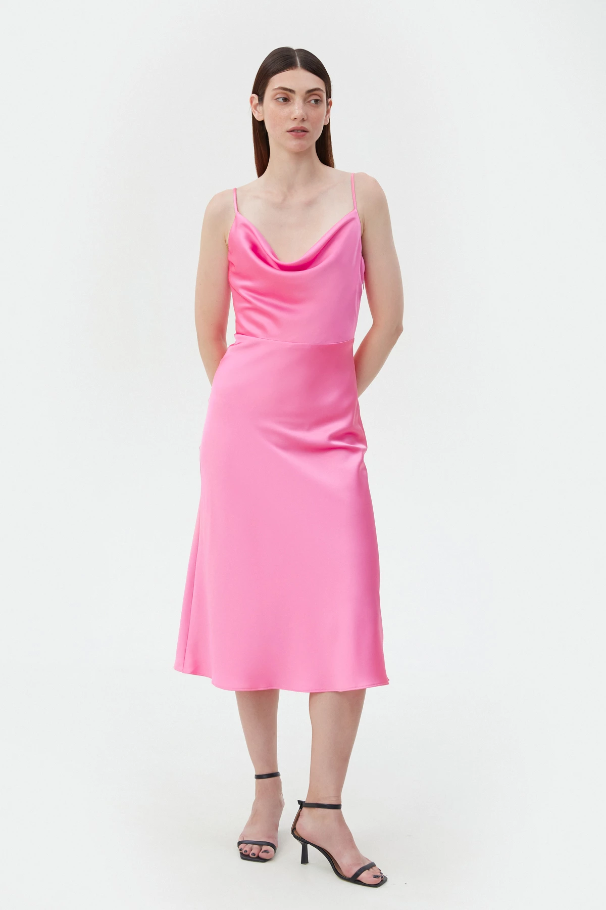 Сукня-комбінація з провисанням в області декольте рожевого кольору , фото 1