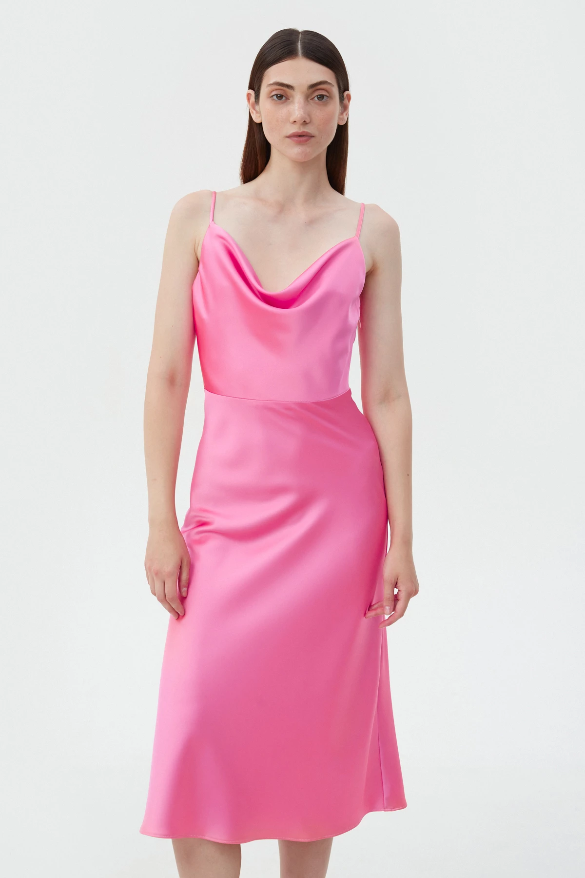 Сукня-комбінація з провисанням в області декольте рожевого кольору , фото 2