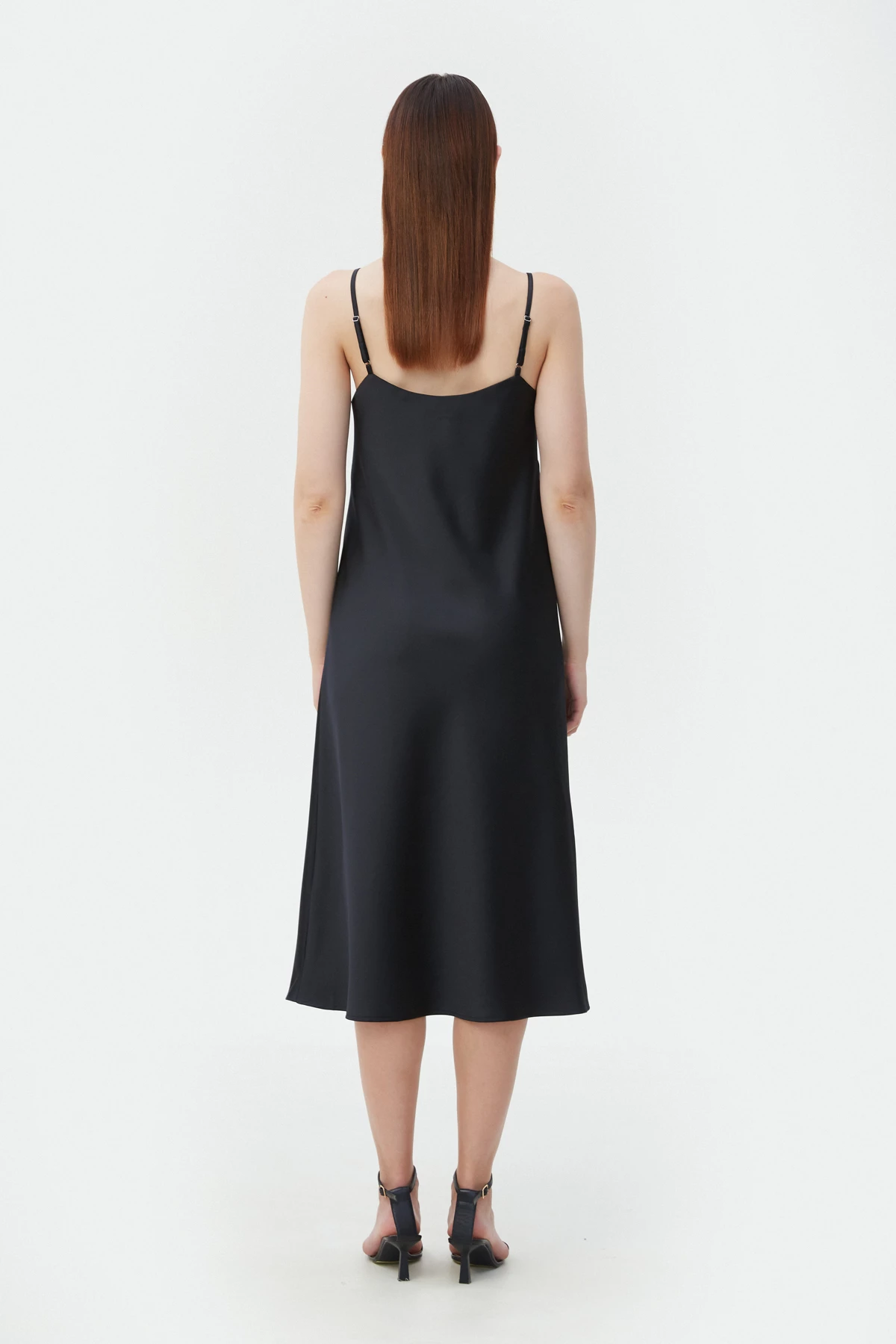 Сукня-комбінація чорного кольору зі щільного сатину, фото 4