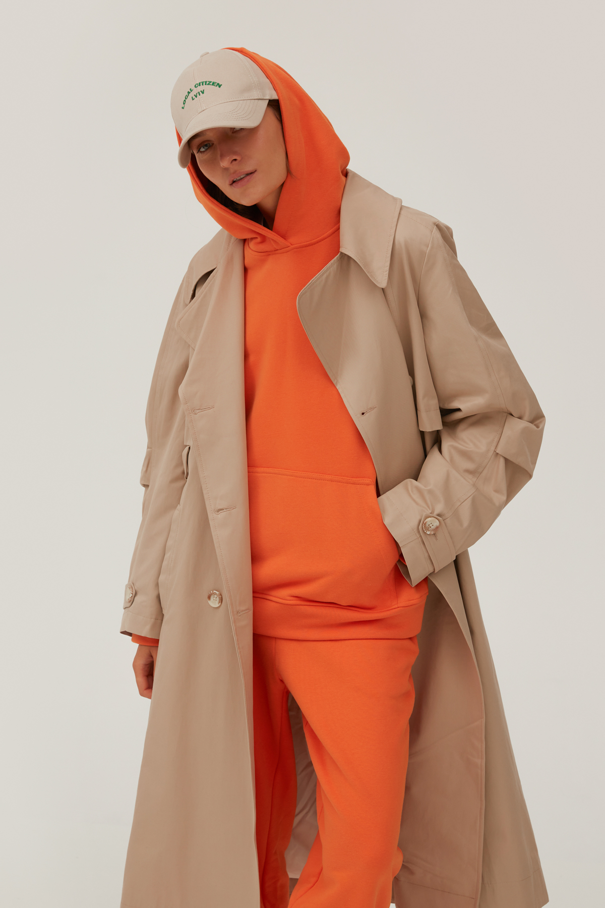 Худі помаранчевого кольору вільного силуету, фото 4