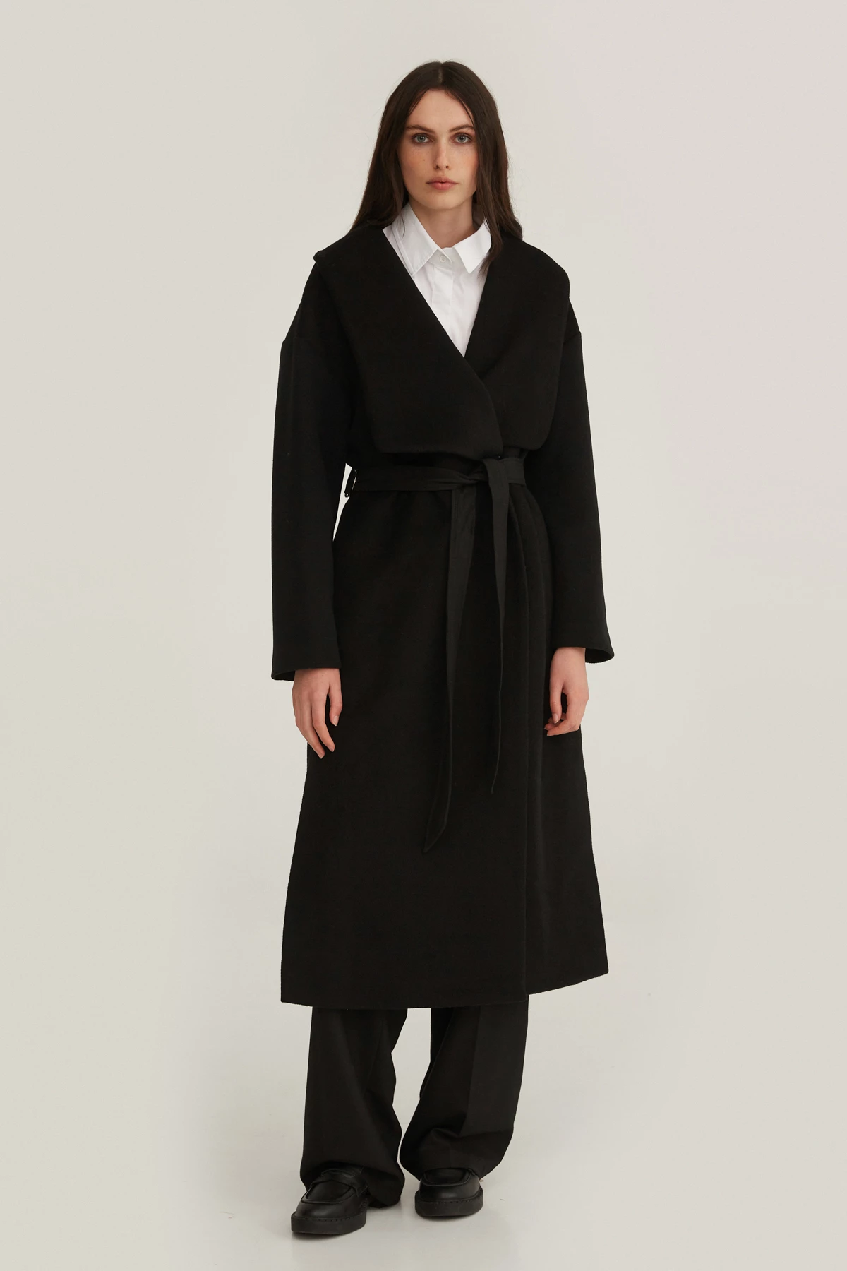 Long black coat with wool, photo 1
