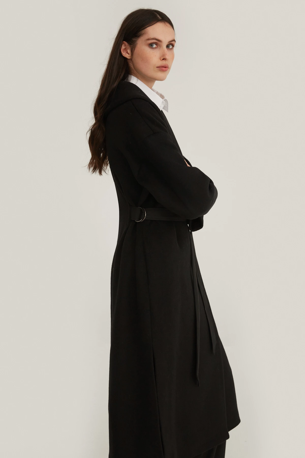 Long black coat with wool, photo 2
