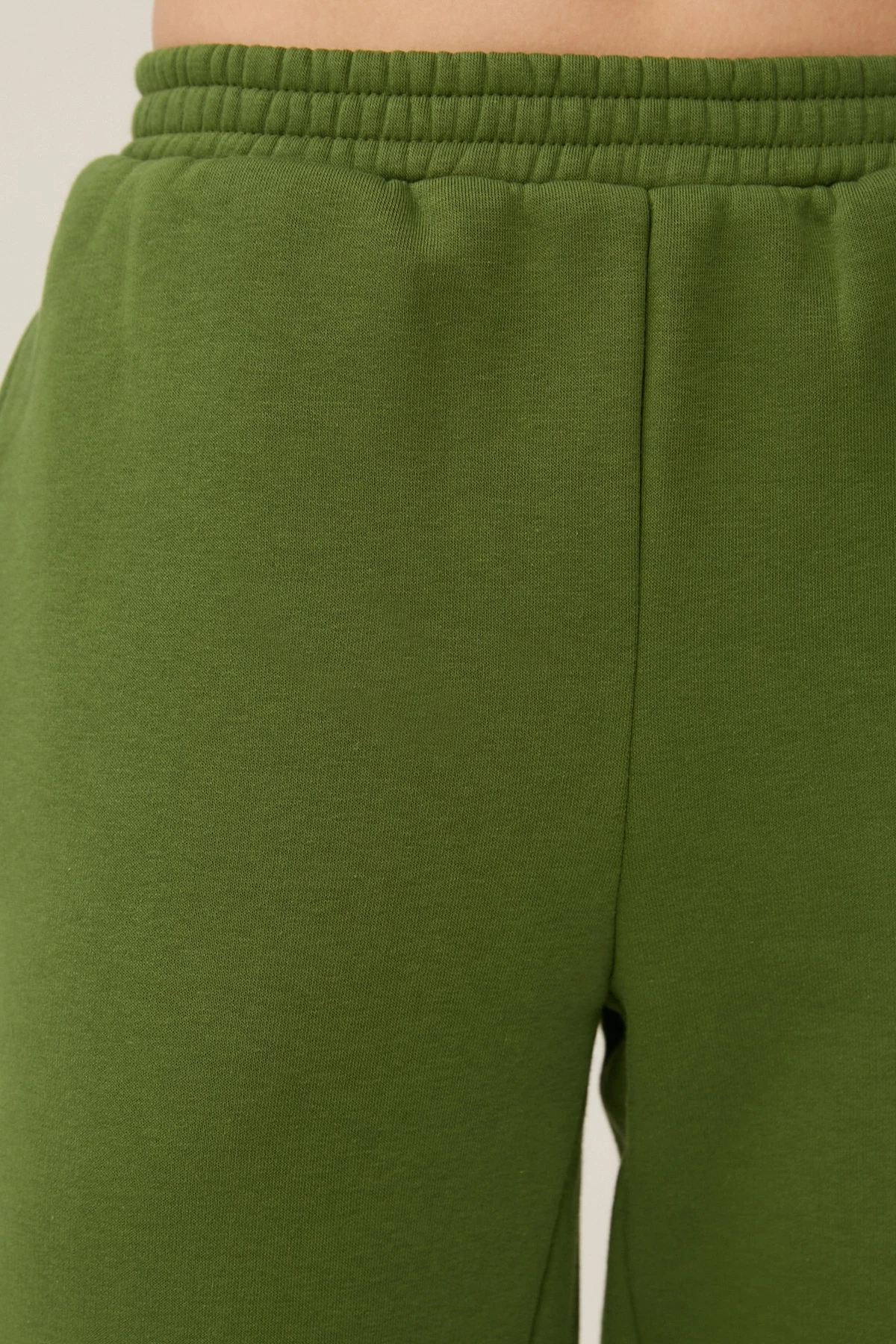 Cropped jersey khaki joggers insolated with fleece, photo 4