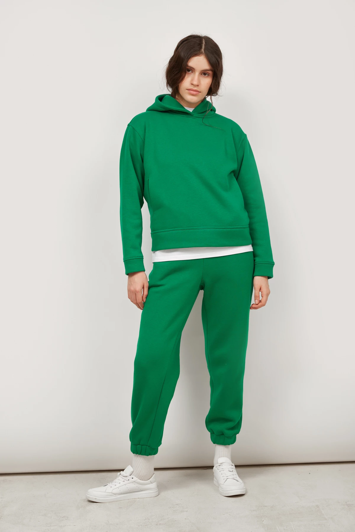 Укорочене худі вільного силуету зеленого кольору, фото 2