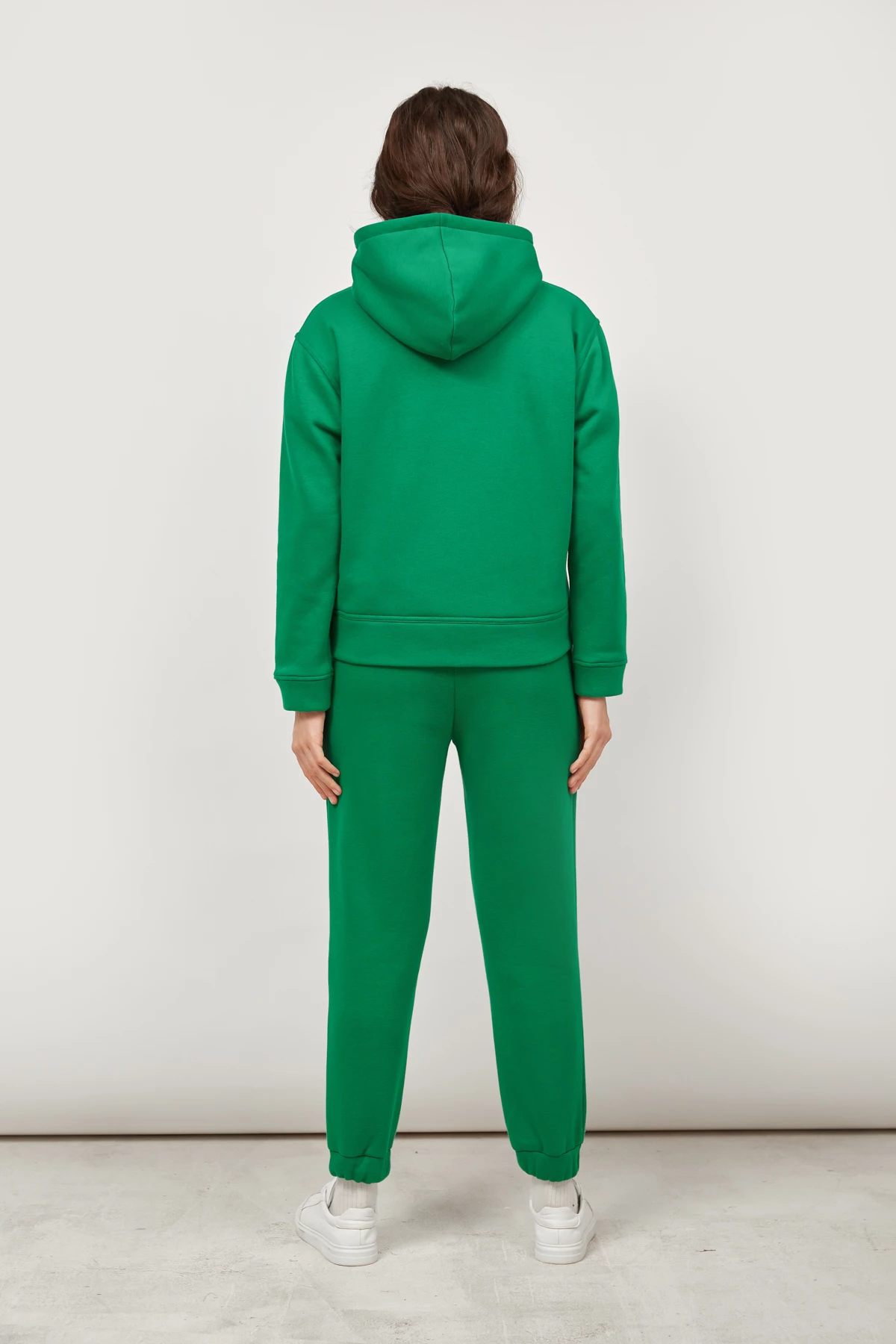 Укорочене худі вільного силуету зеленого кольору, фото 4