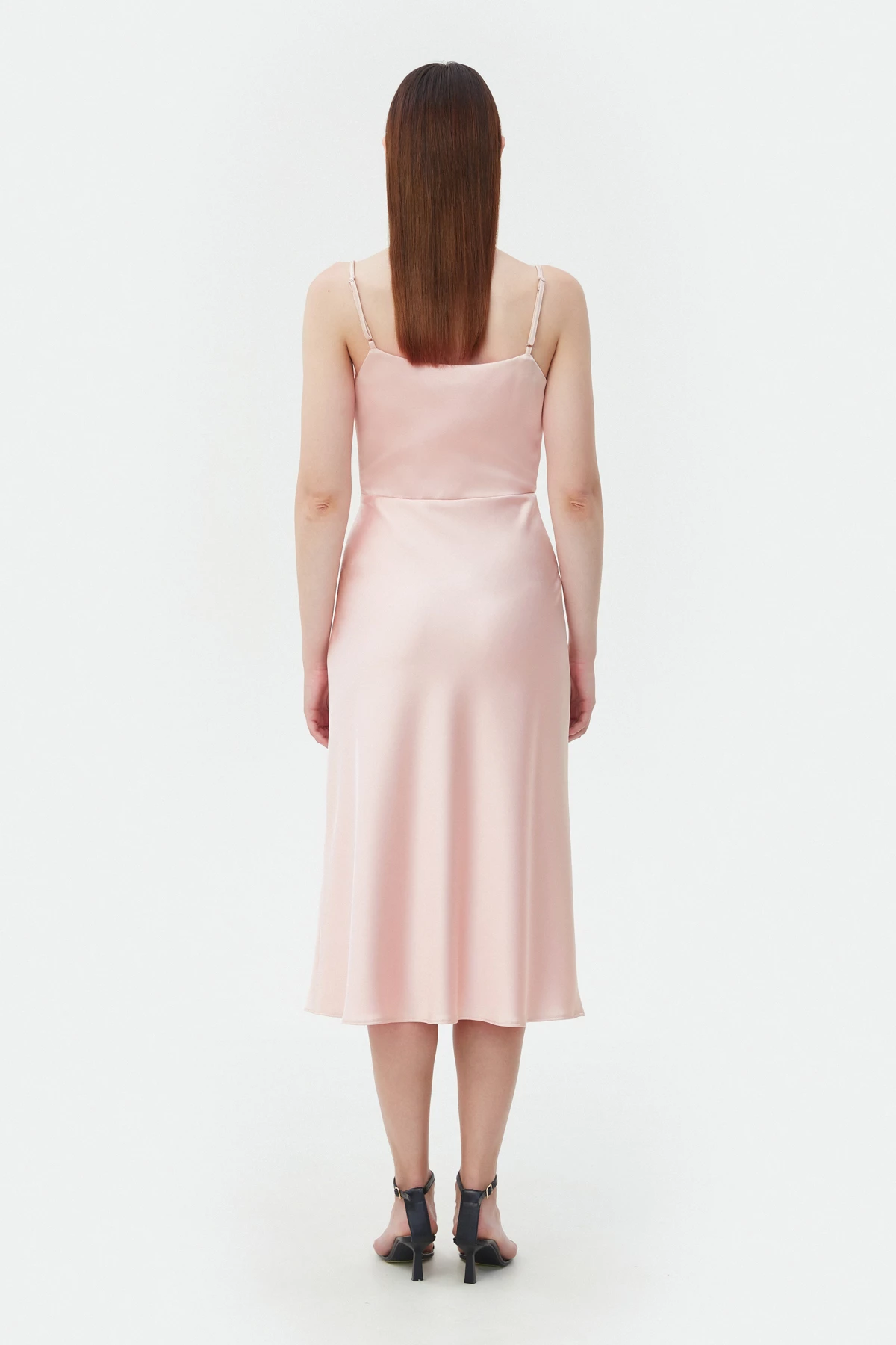 Сукня-комбінація з провисанням в області декольте пудрового кольору, фото 4