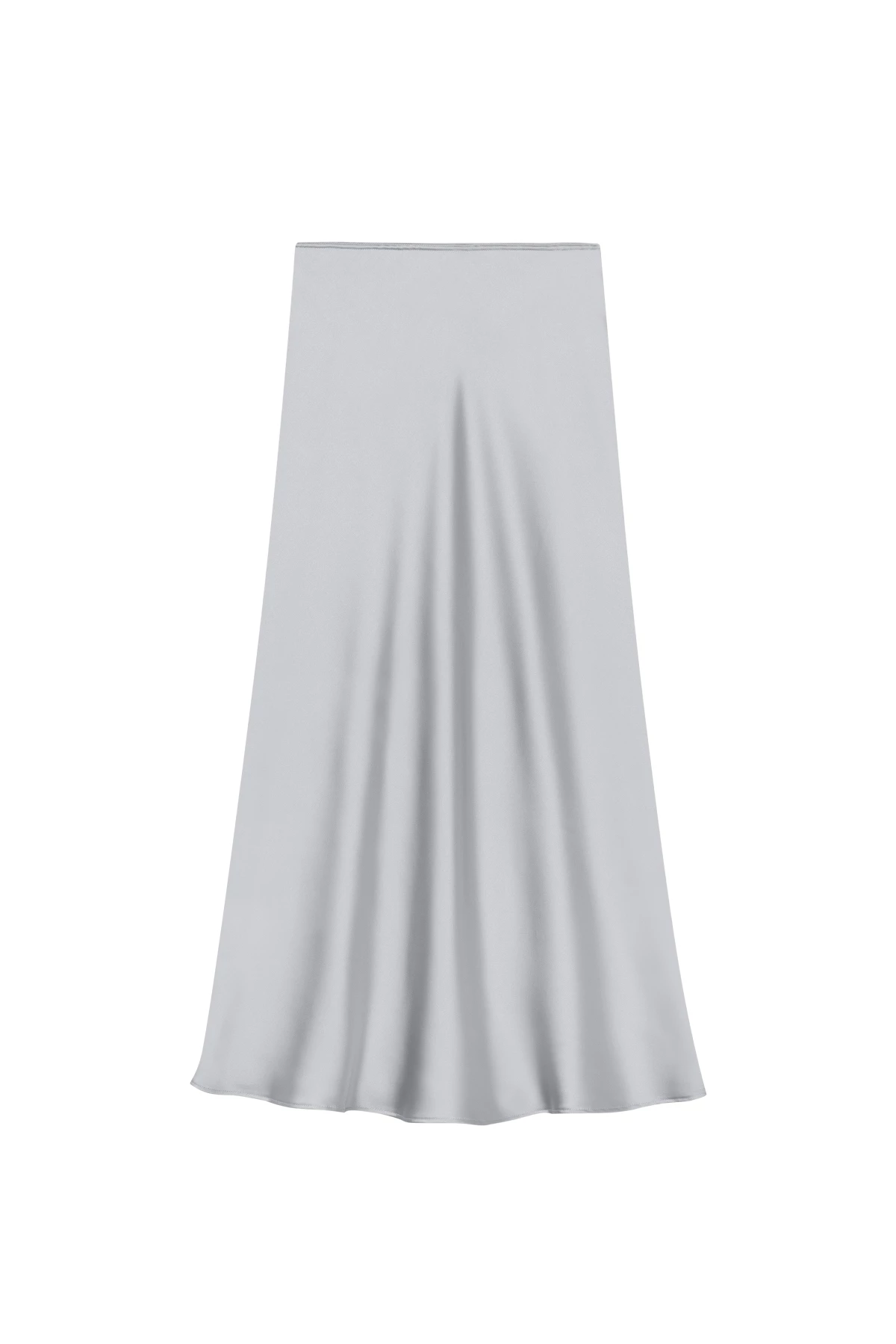 Сатиновая юбка миди серебряного цвета, фото 6