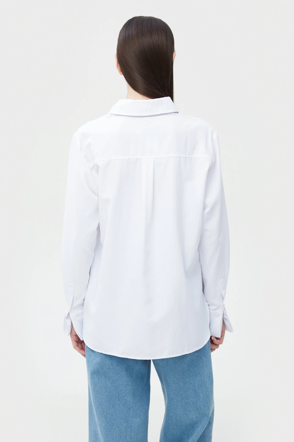Біла базова сорочка з манжетом з бавовною, фото 4