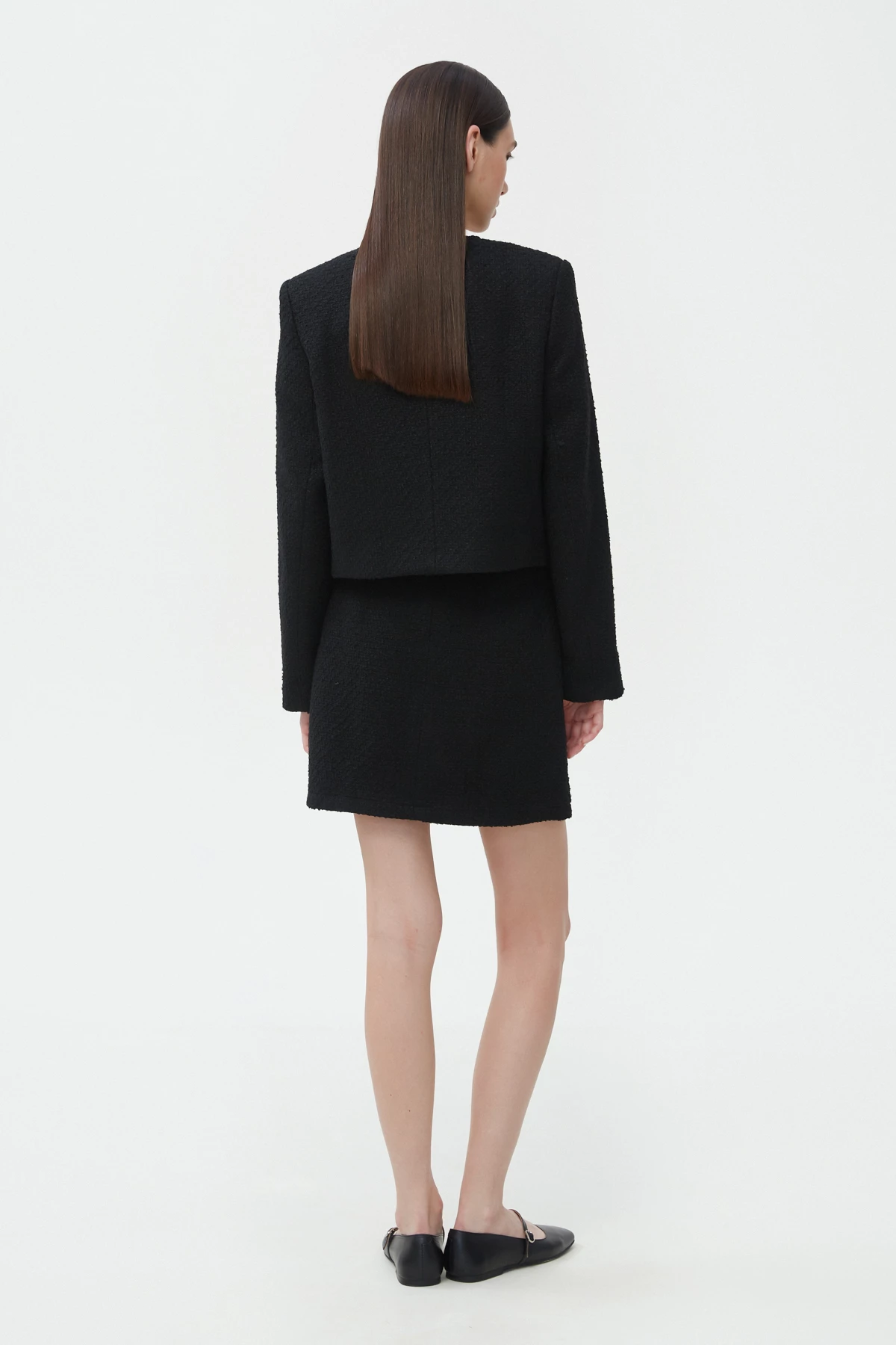 Black tweed mini skirt with cotton, photo 4