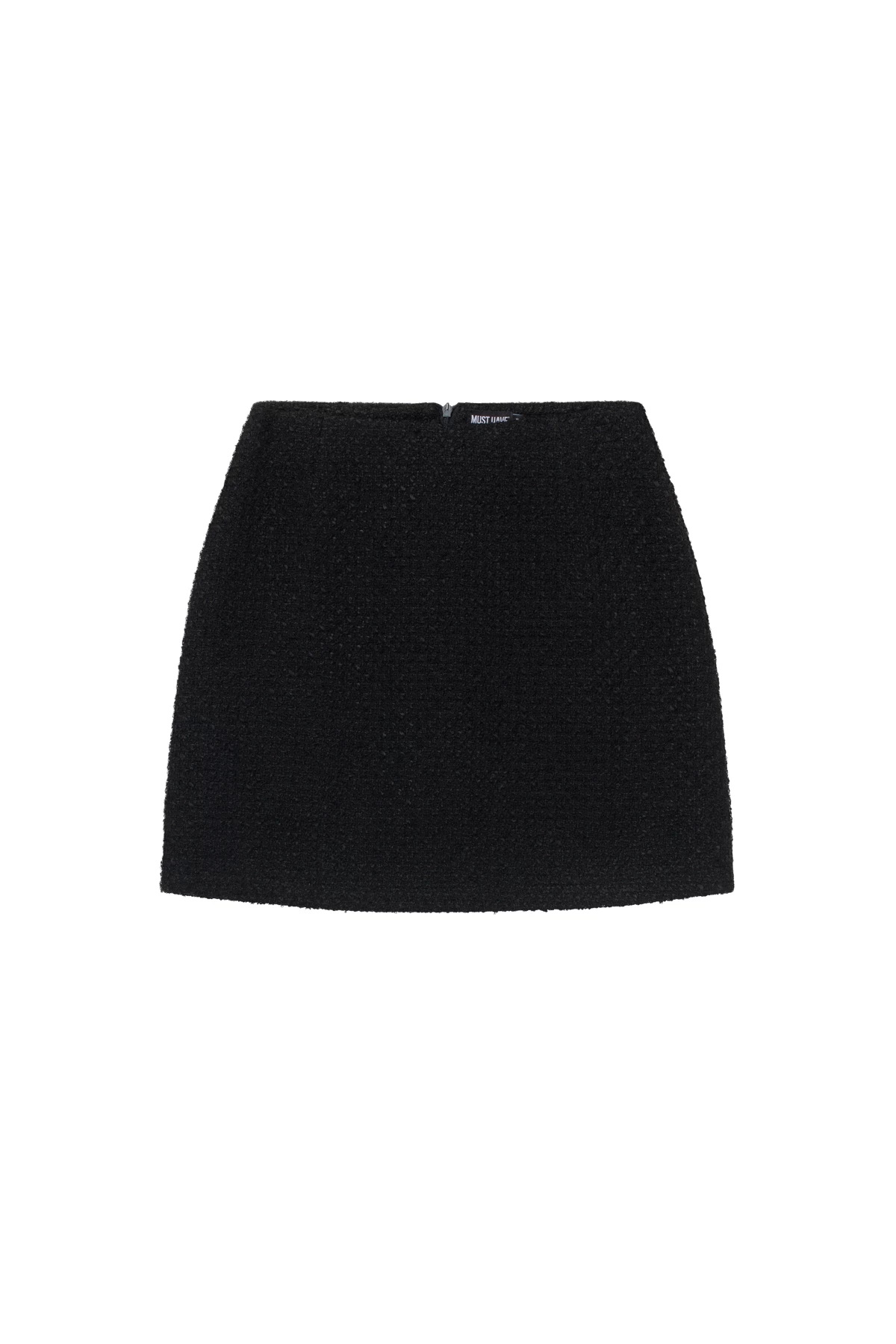Black tweed mini skirt with cotton, photo 8