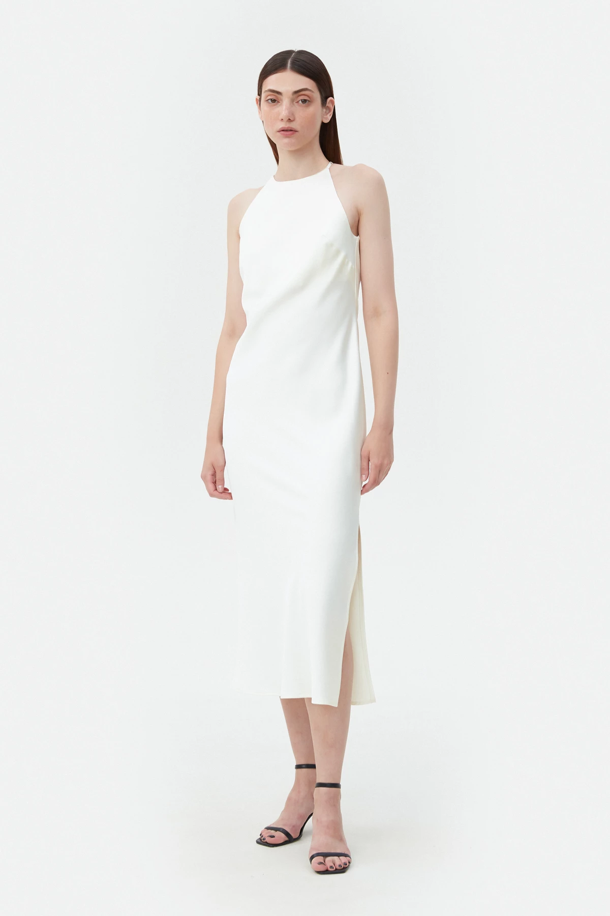 Сукня-комбінація зі щільного сатину молочного кольору, фото 1