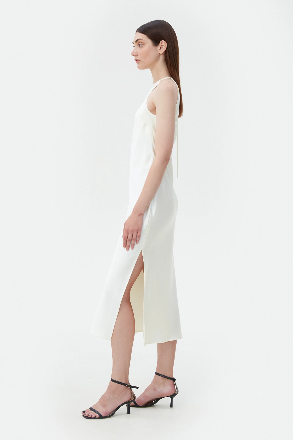 Сукня-комбінація зі щільного сатину молочного кольору, фото 2