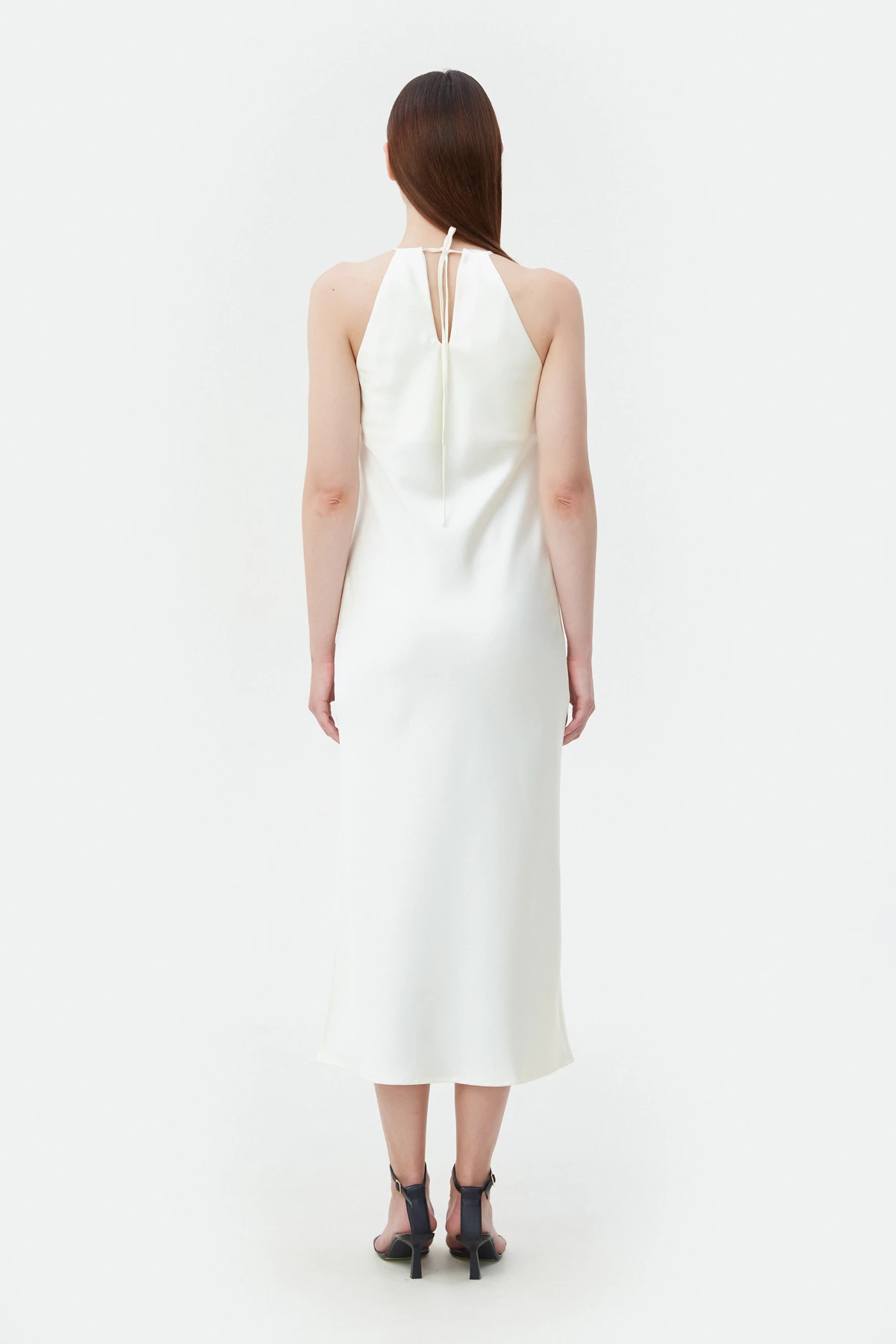 Сукня-комбінація зі щільного сатину молочного кольору, фото 4