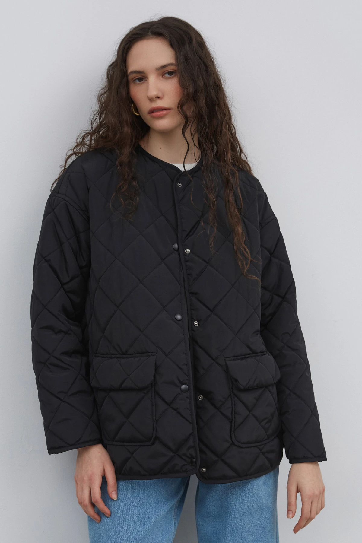 Черная стеганная куртка с утеплителем, фото 2