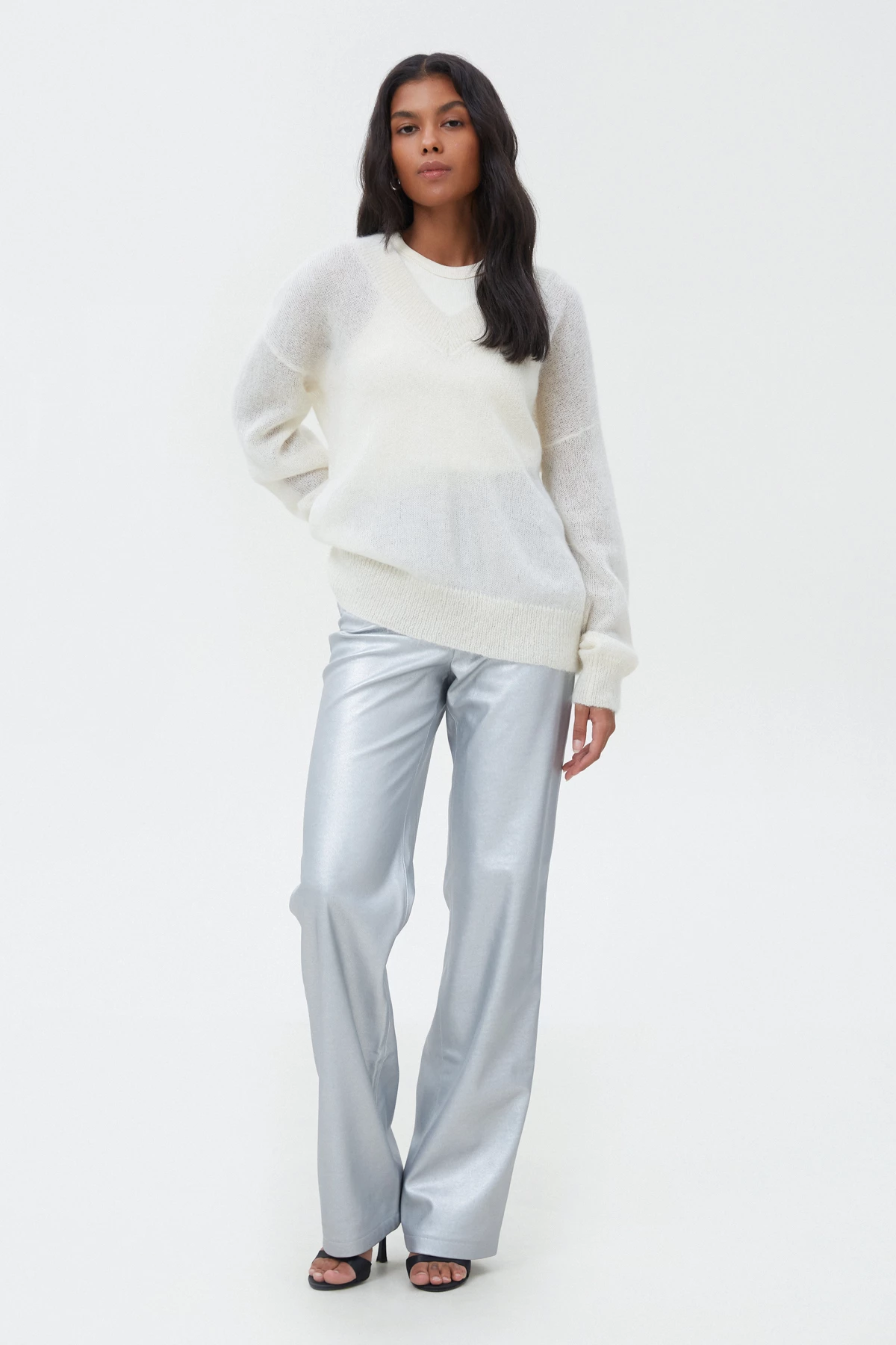 Knitted milky sweater with mohair, photo 3