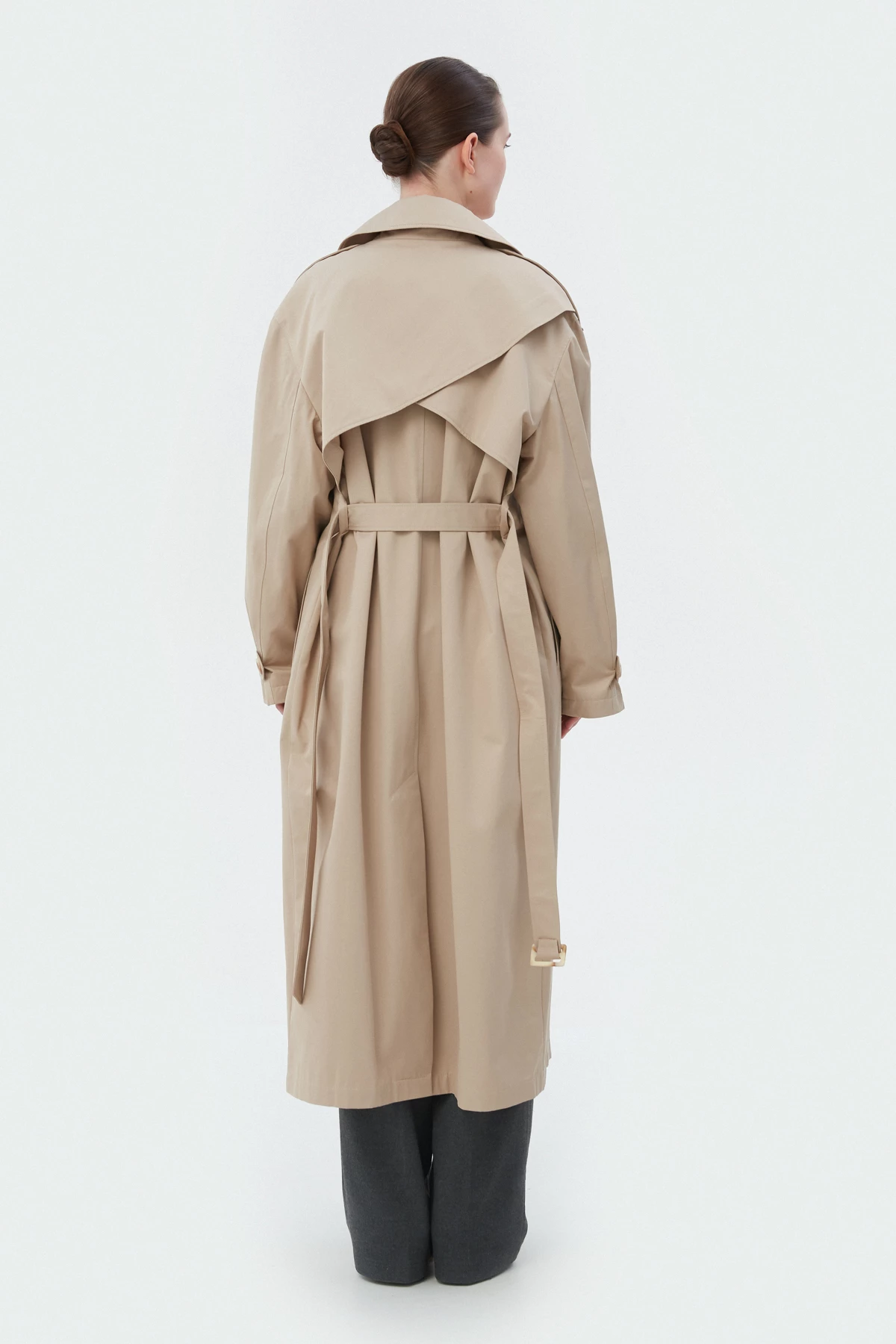 Beige water-repellent cotton trench coat, photo 4