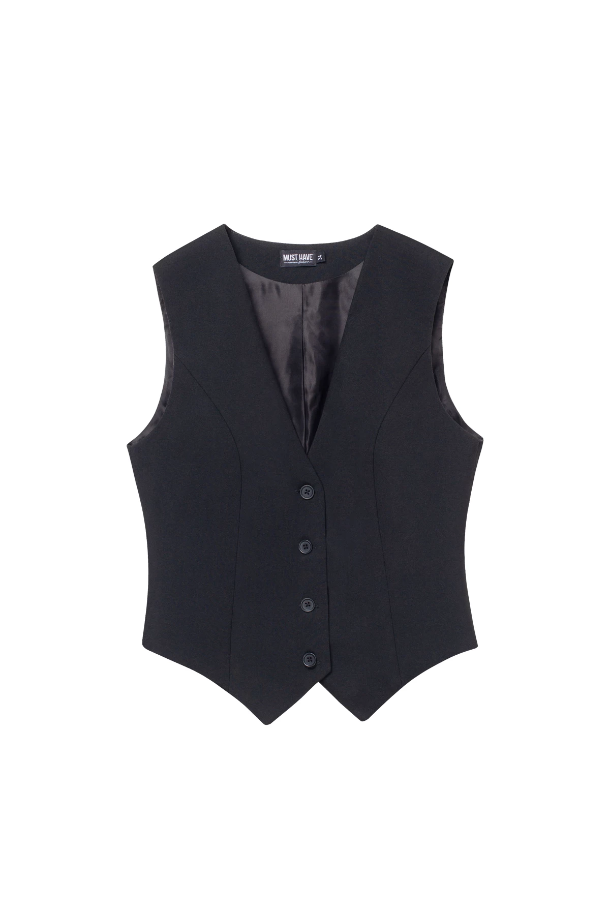 Black classic cut vest with viscose, photo 6