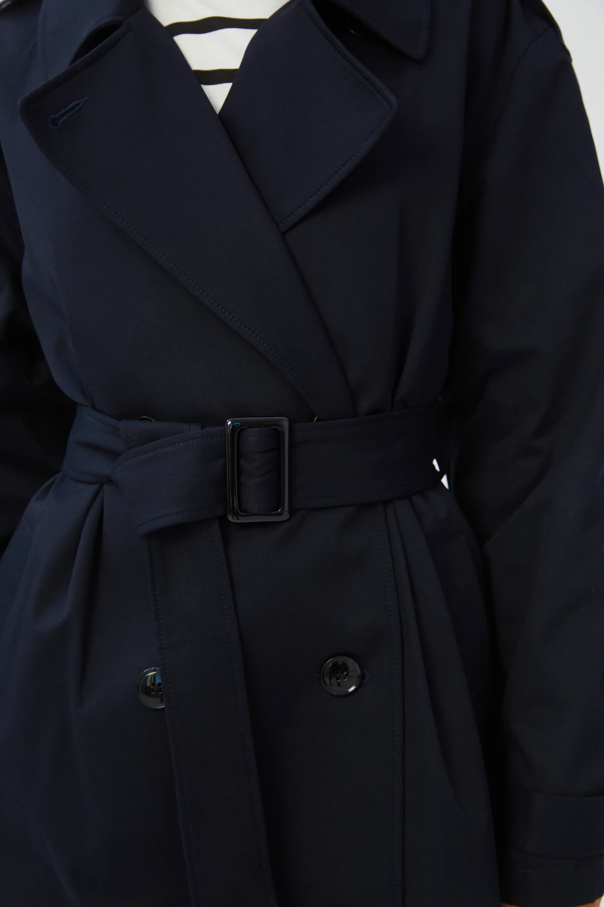Dark blue water-repellent cotton trench coat, photo 6