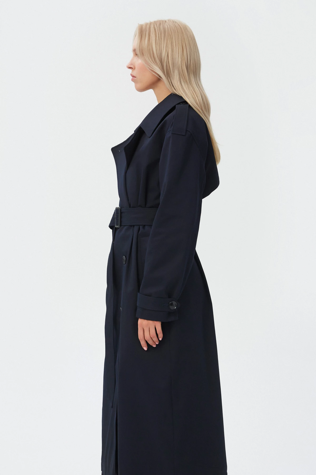 Dark blue water-repellent cotton trench coat, photo 7