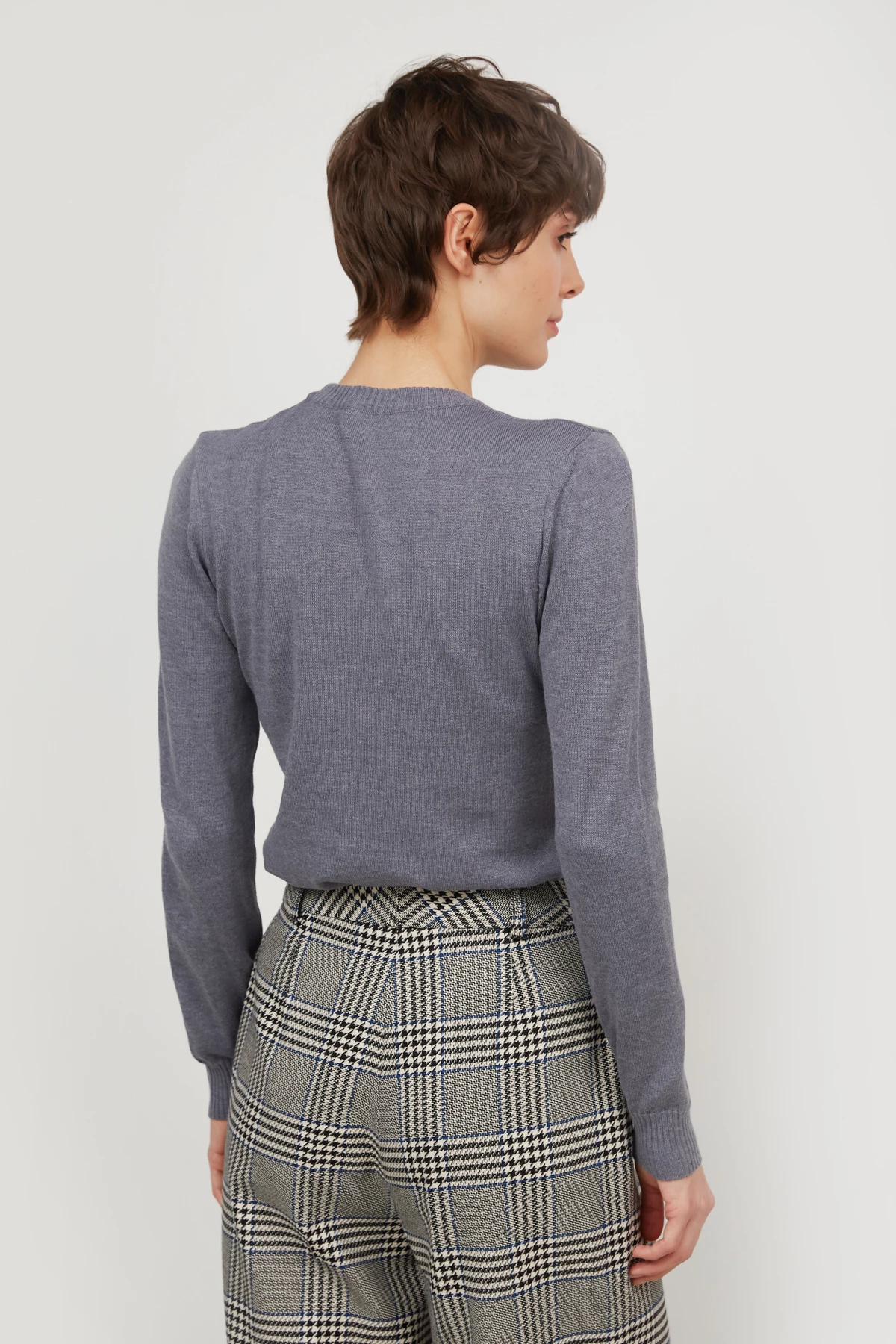 Knitted gray jumper with cotton, photo 3