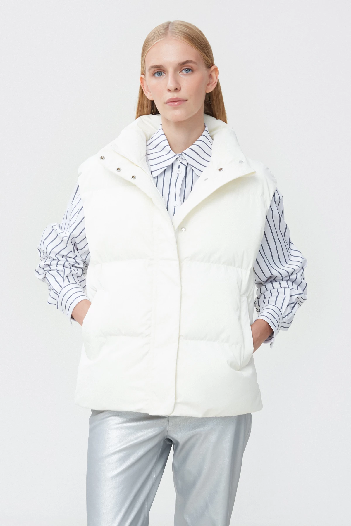 Milky quilted padded vest, photo 4
