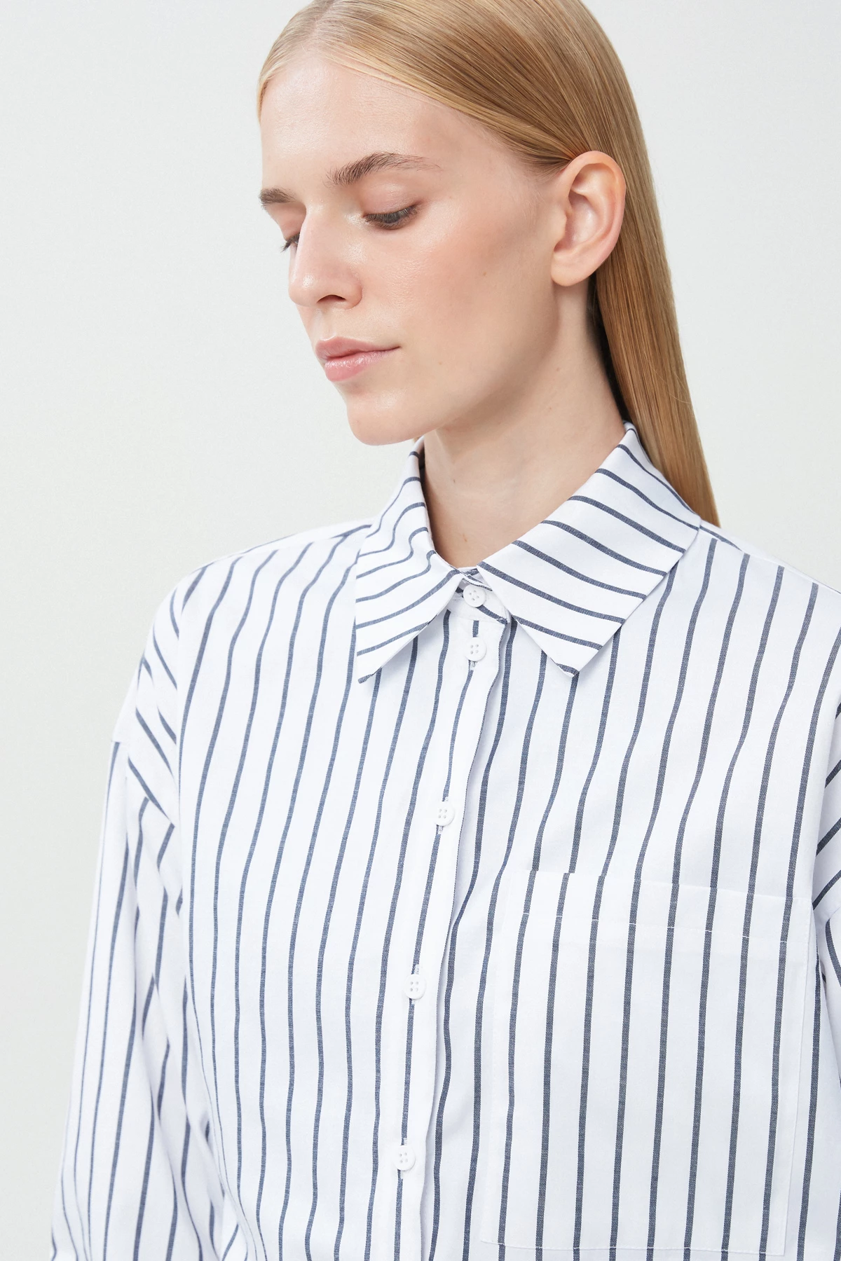 White-grey striped cotton shirt, photo 2