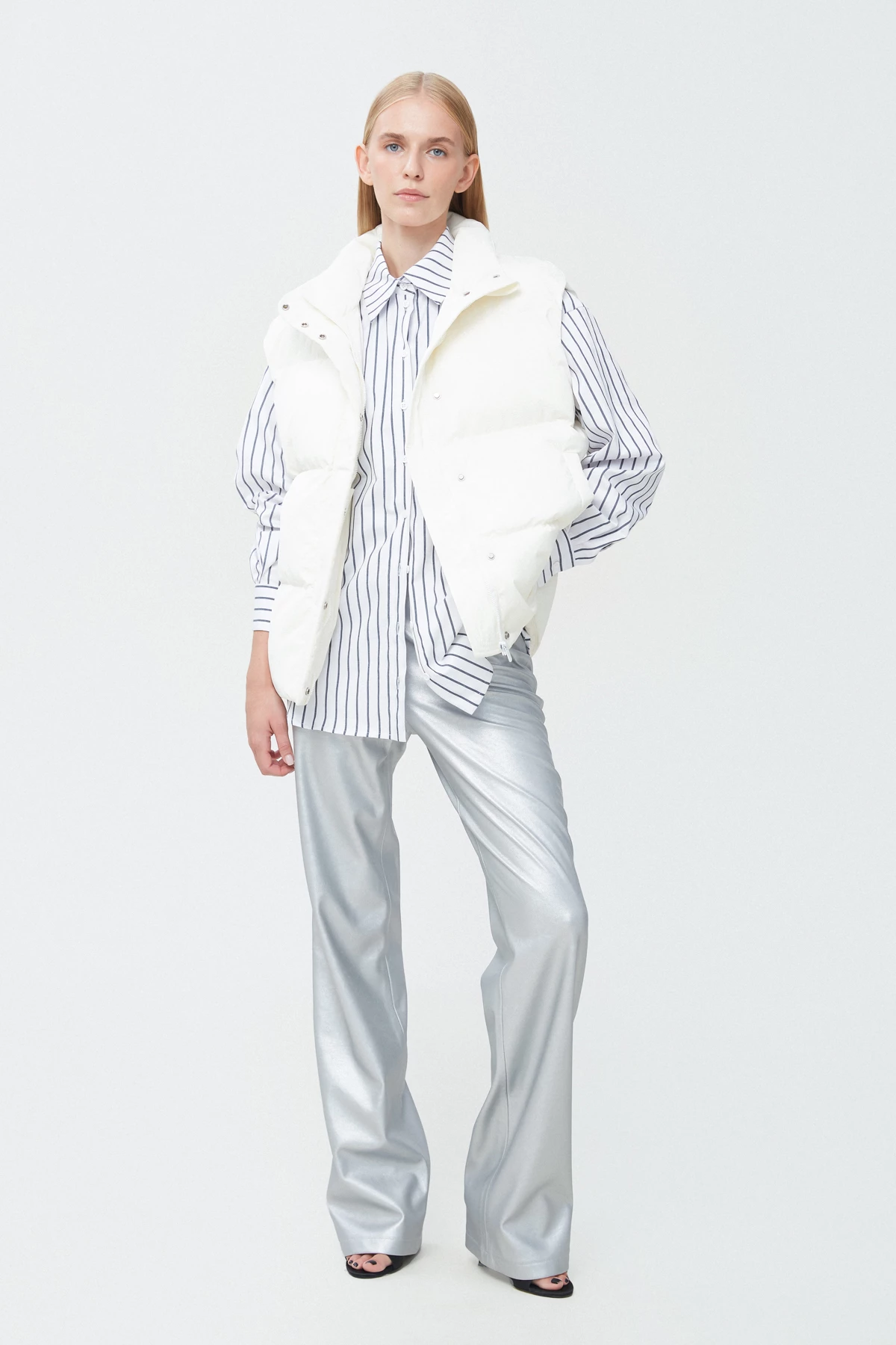 White-grey striped cotton shirt, photo 5
