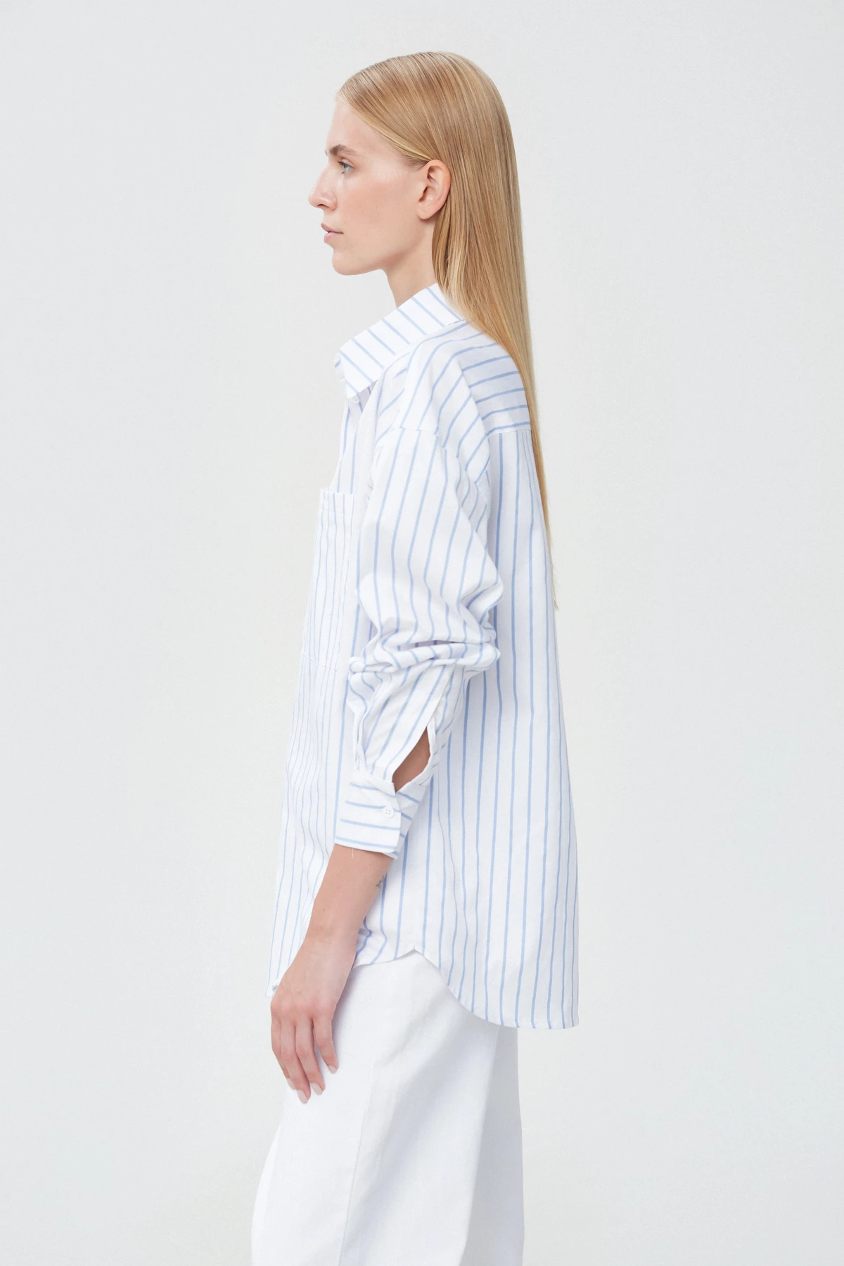 White-blue striped cotton shirt, photo 4