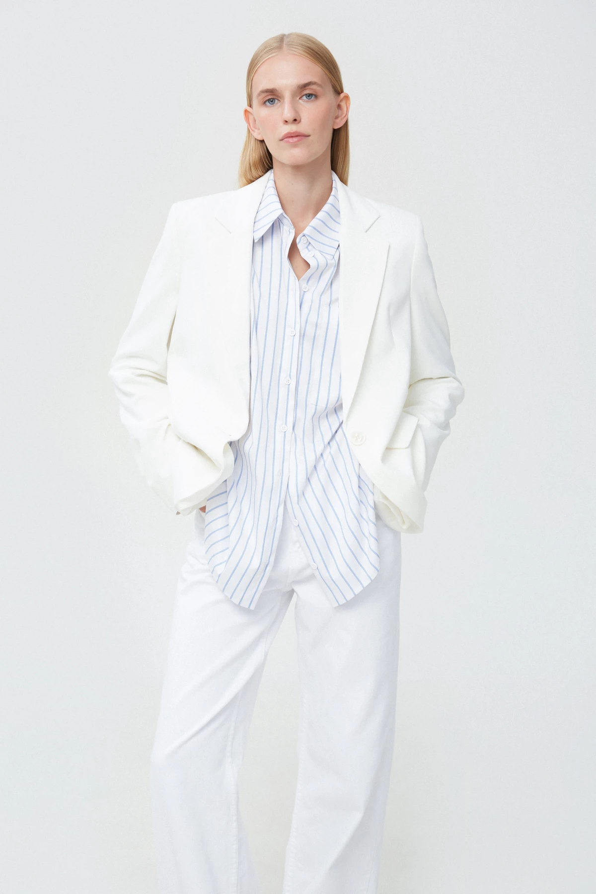 White-blue striped cotton shirt, photo 6