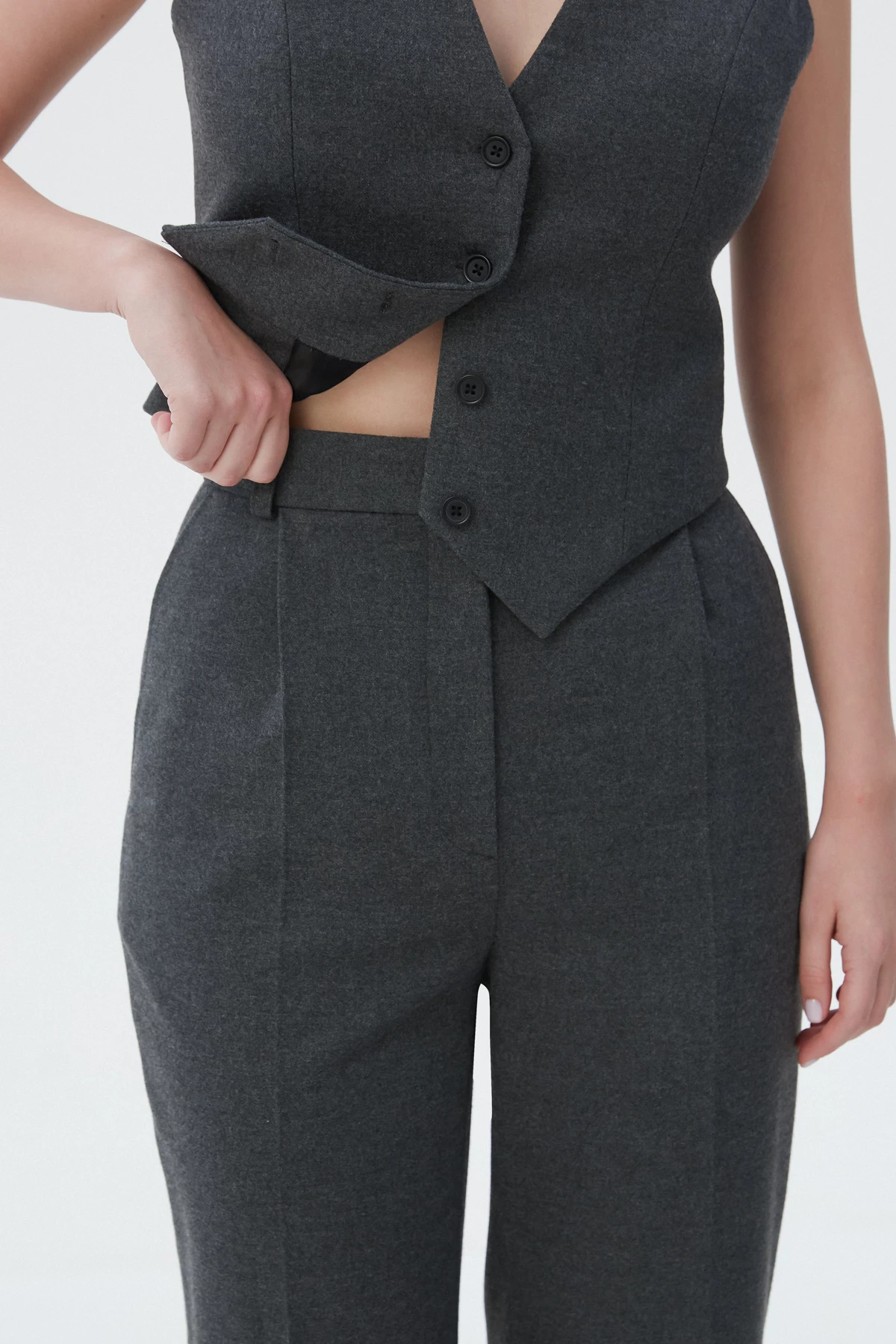 Classic cropped gray pants with wool, photo 5