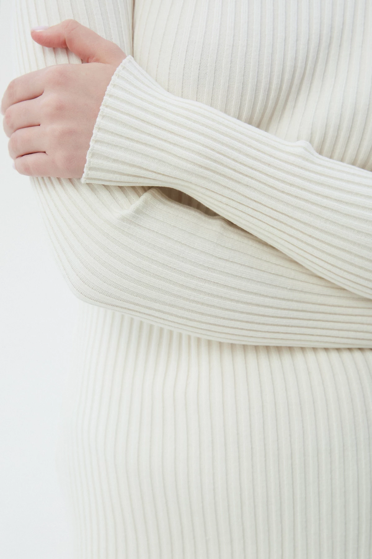 Молочна в'язана сукня міді в рубчик з віскозою, фото 3