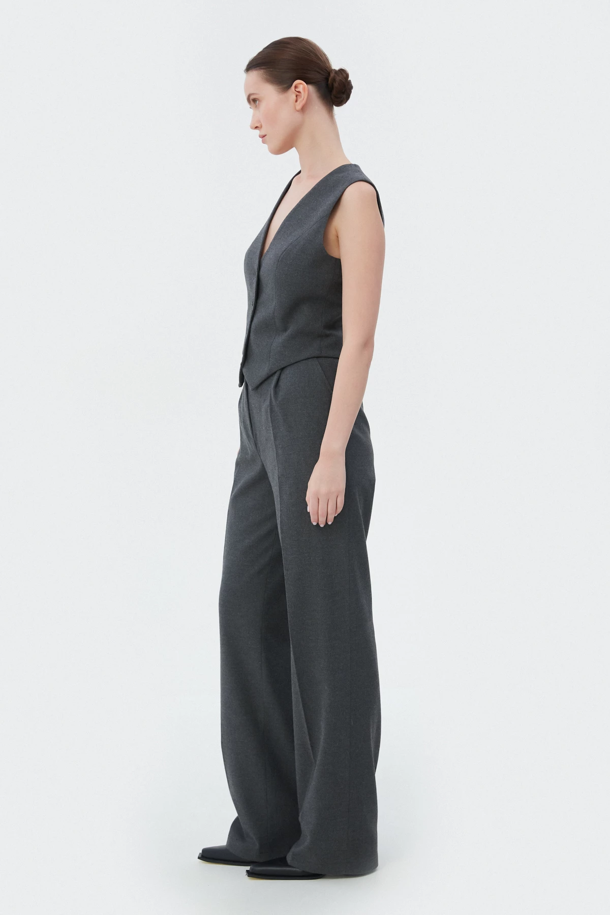 Wide elongated gray pants with wool, photo 4