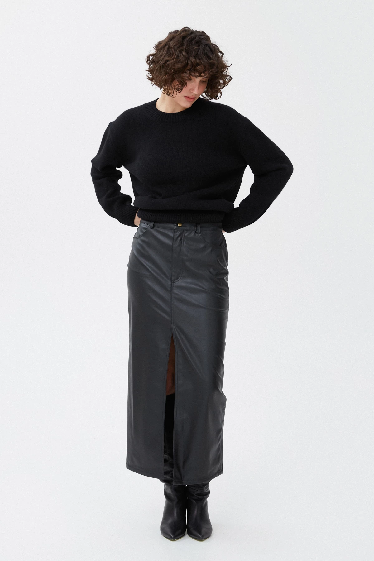 Кашеміровий чорний светр, фото 2