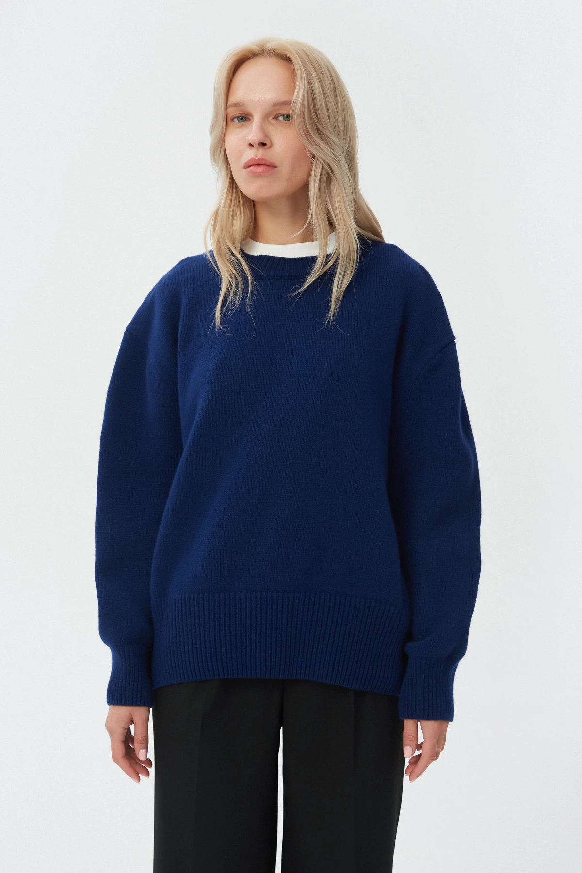 Кашеміровий темно-синій светр, фото 1
