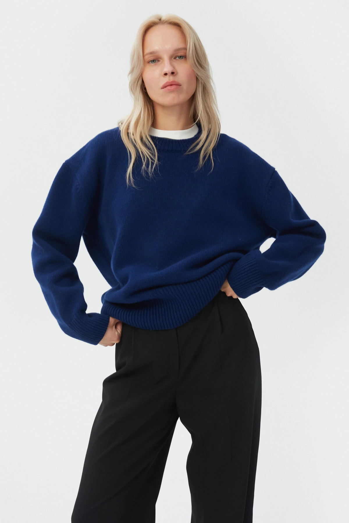 Кашеміровий темно-синій светр, фото 2