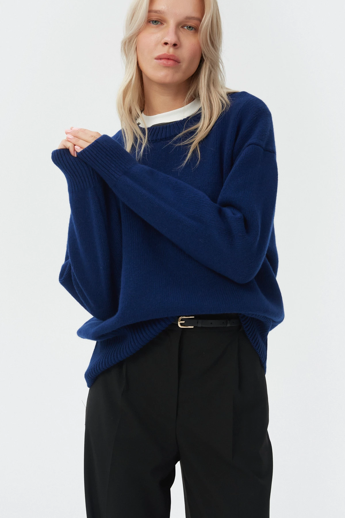 Кашеміровий темно-синій светр, фото 3