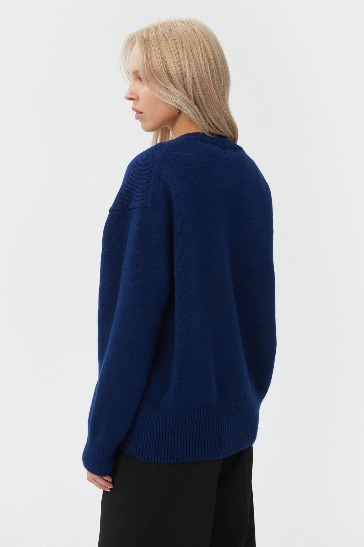 Кашеміровий темно-синій светр, фото 4