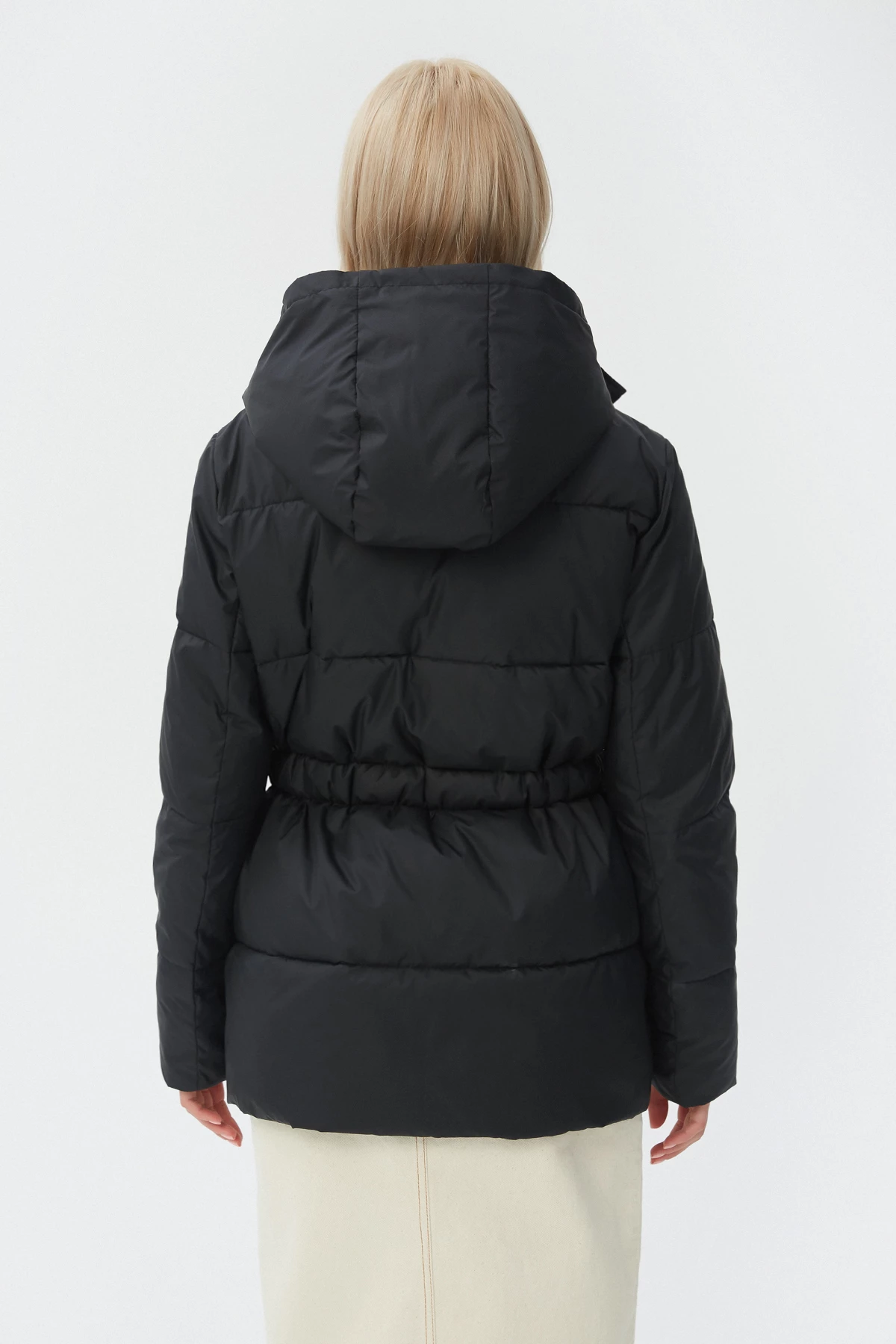Black jacket with accent waist and insulation, photo 5