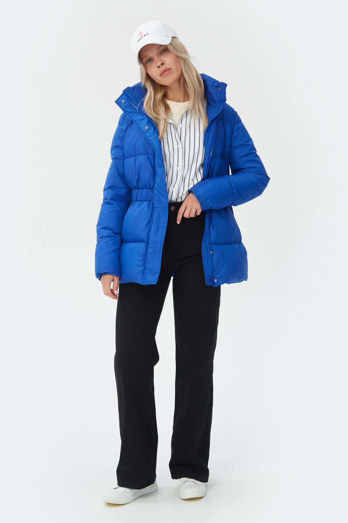 Electric blue jacket with accent waist and insulation, photo 1