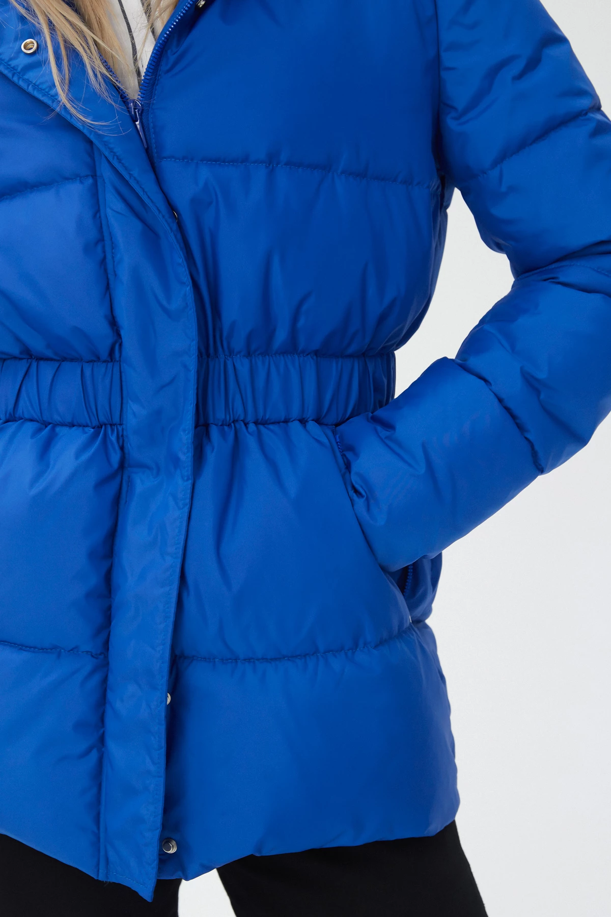 Electric blue jacket with accent waist and insulation, photo 4