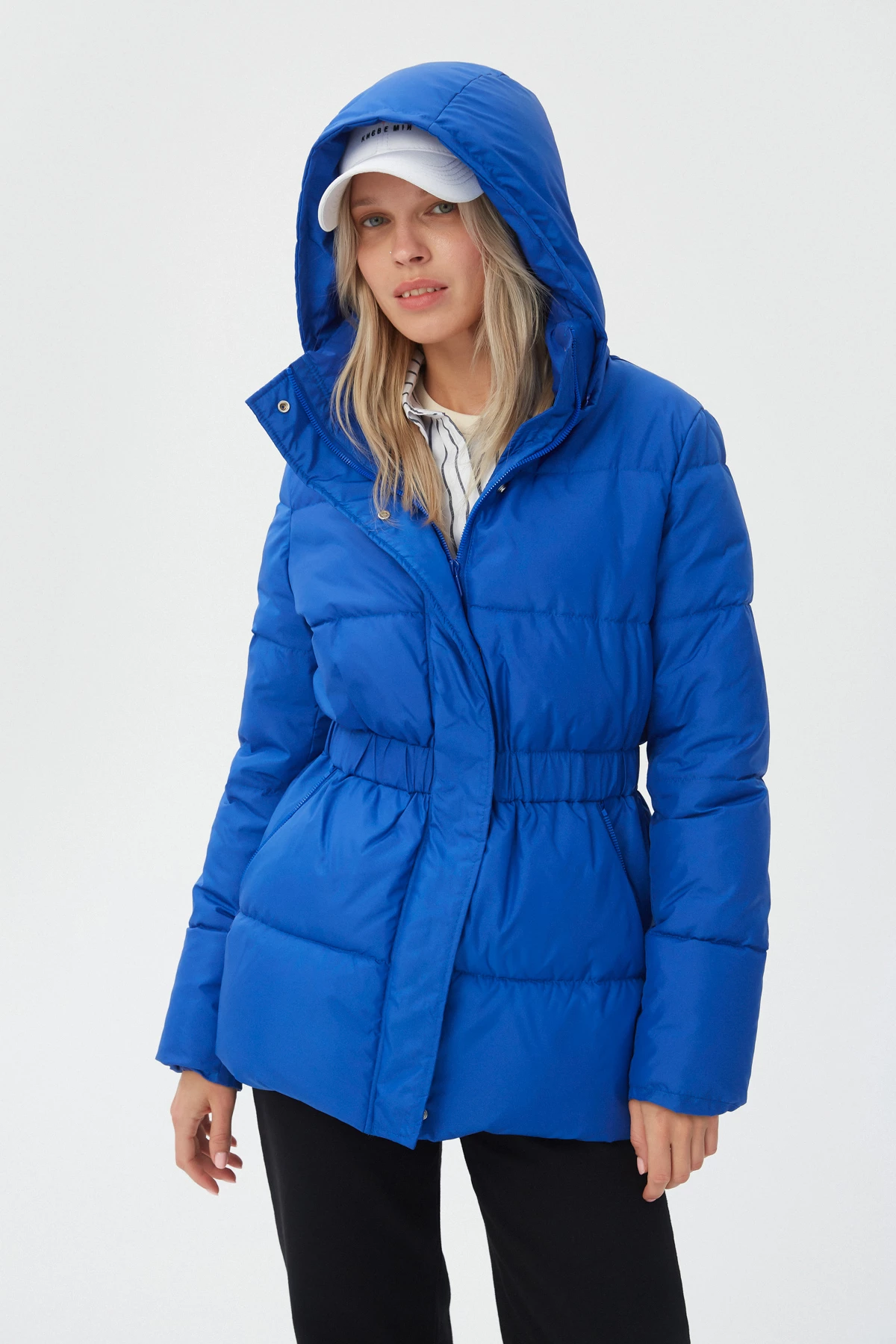 Electric blue jacket with accent waist and insulation, photo 6