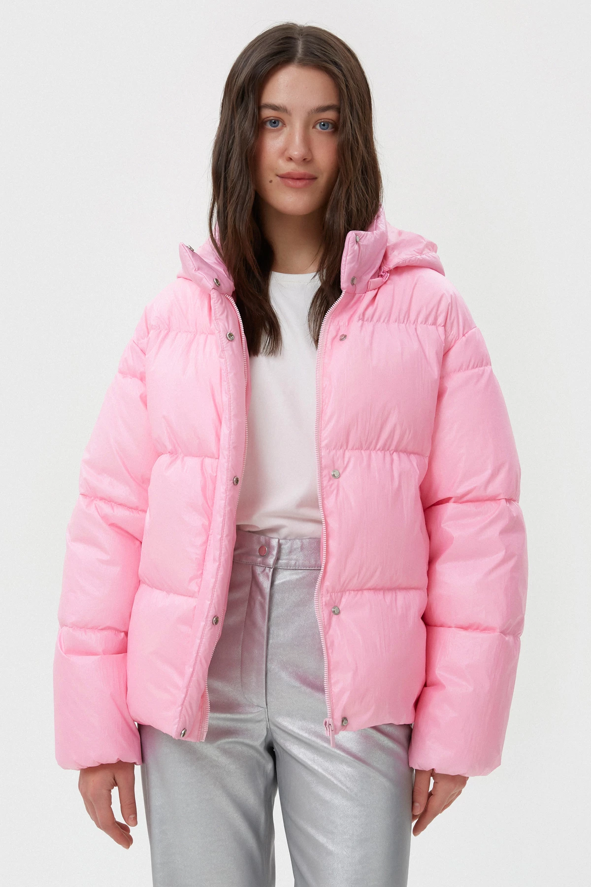 Soft pink cropped puffer jacket, photo 2