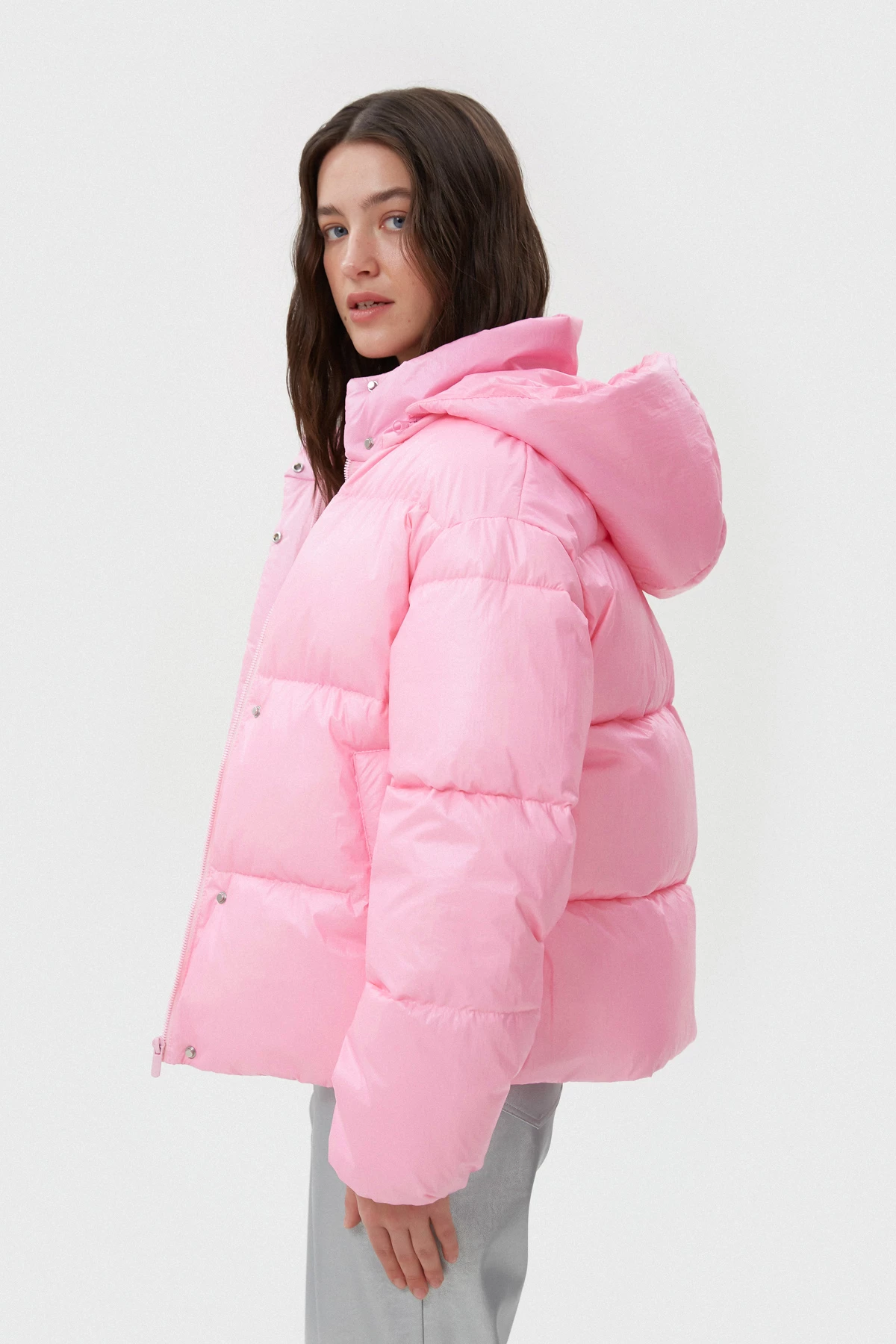 Soft pink cropped puffer jacket, photo 3