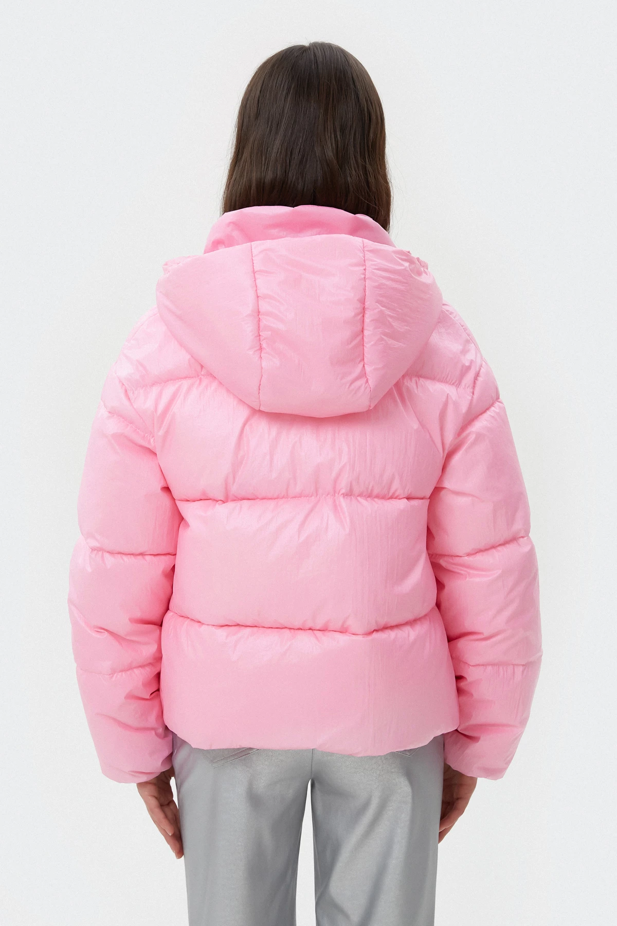 Soft pink cropped puffer jacket, photo 4