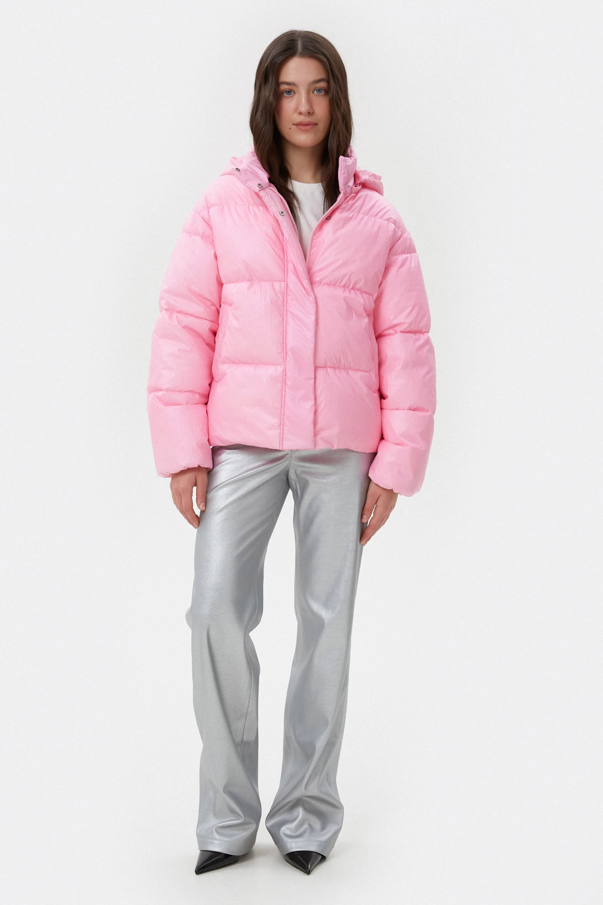Soft pink cropped puffer jacket, photo 5