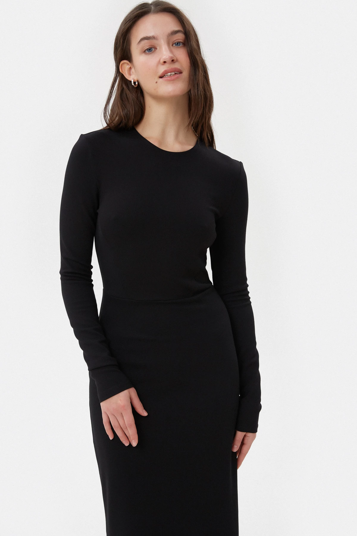 Чорна сукня-футляр міді зі щільного трикотажу з віскозою, фото 2