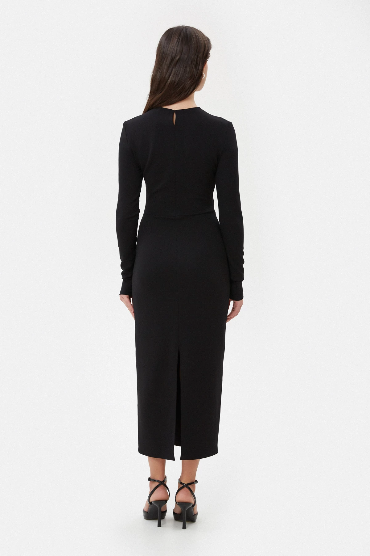 Чорна сукня-футляр міді зі щільного трикотажу з віскозою, фото 4